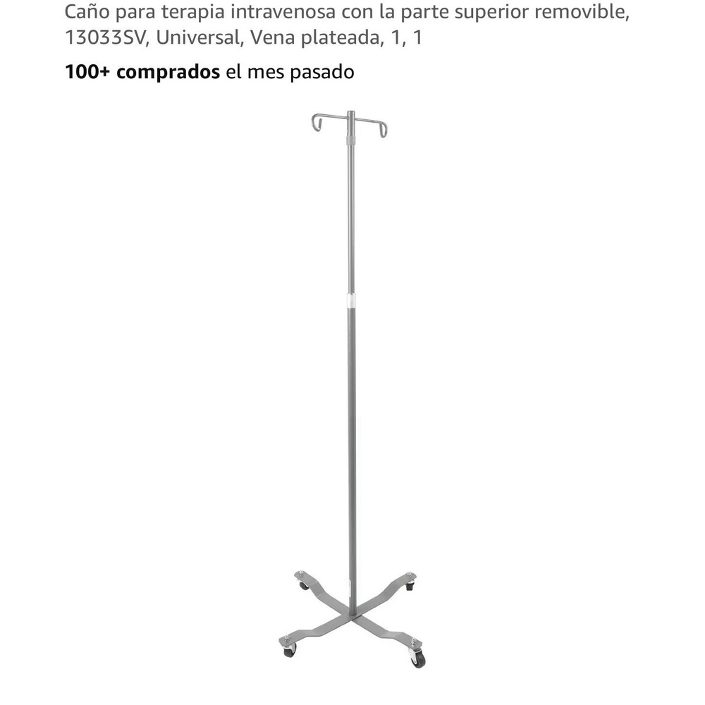 Universal IV Therapy Pole Stand on Wheels, Removable Top, 13033SV
